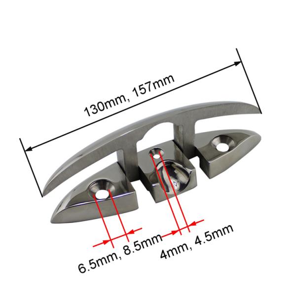 Marine Hardware Fittings 6" Folding Cleat Polished Finish Made of 316 Stainless Steel