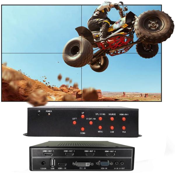 Buy 1 In 4 Out LCD TV multi screen Video Wall Controller 2x2 With 8 wall modes at wholesale prices
