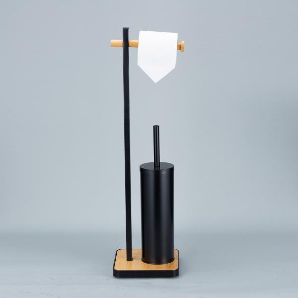 Multifunctional Bamboo Toilet Brush and Paper Roll Holder Set OEM ODM