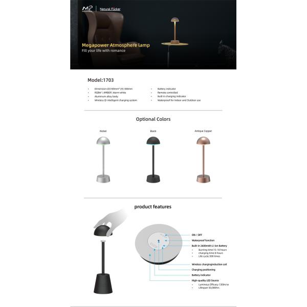 Phone Control Rechargeable Table Lamp, RGBW Portable Night Light for Living Rooms, Bedrooms and Office