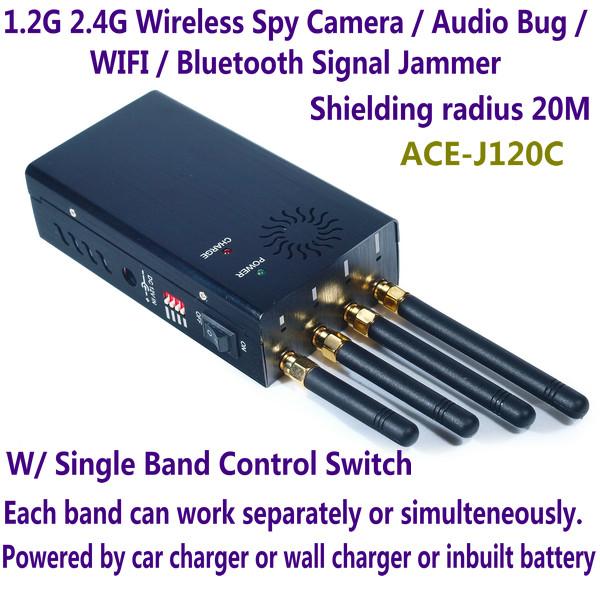 Buy 1.2G 2.4G Wireless Spy Camera Audio Bug WIFI Bluetooth Signal Jammer Blocker Single Switch at wholesale prices