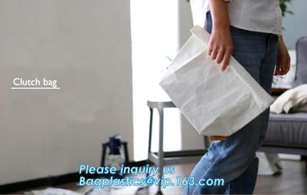 Custom Eco friendly tyvek Lunch bag Insulated Cooler bag,tyvek kraft paper insulated aluminum foil lunch box bag with sn