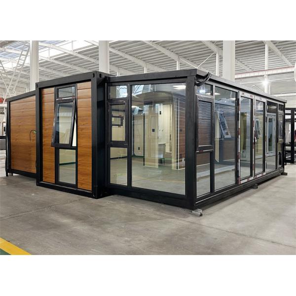 Quality 20ft brown expanded container house with glass curtain wall for sale