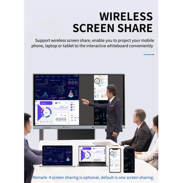 Interactive Whiteboard Flat Panel Smart Touch Monitors TV 4K Ultra HD Screen with All-in-one PC for Business & Teaching