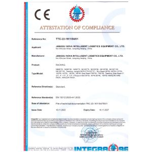 Jiangsu NOVA Intelligent Logistics Equipment Co., Ltd. Certifications