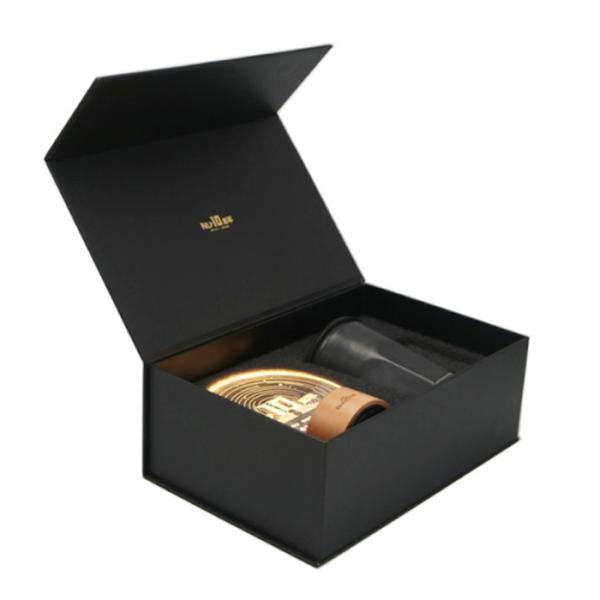 Custom Magnetic Customized Black Luxury Rigid Cardboard Gift Box with Foam Packaging