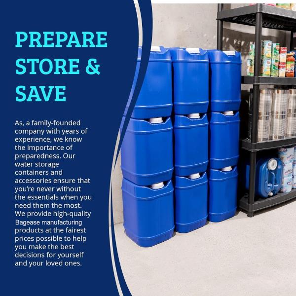 Stackable Water Storage Containers With Lids, Emergency Water Storage Kit Spigots And Water Preserver Bottles