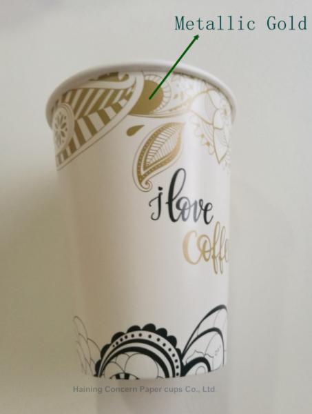 Custom logo Paper Cup Disposable Single Coffee Cup for Hot With Metallic Gold