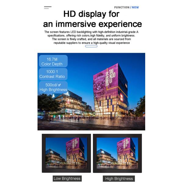 IP65 Matel Case Embedded Fanless Industrial Computer 12-36V DC HD-MI LCD Display HMI Capacitive Touch Screen