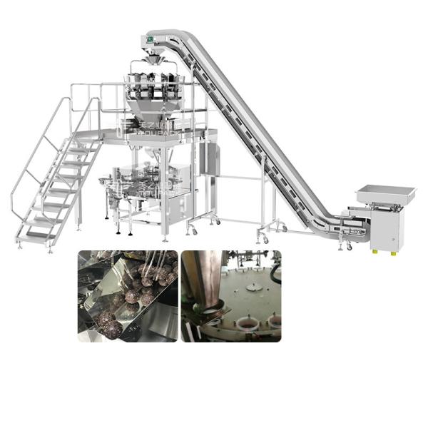 20 Head Multihead Weigher Blocky Shaped Particle Snack Chocolate Cup Filling And Sealing Machine
