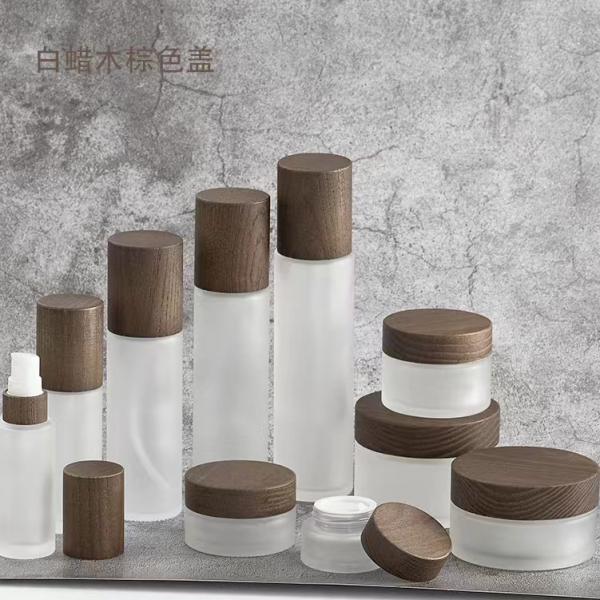 Buy Wholesale Matte Frosted  Clear  brown Bamboo Lid Jars And Glass Bottles For Cream Cosmetic at wholesale prices