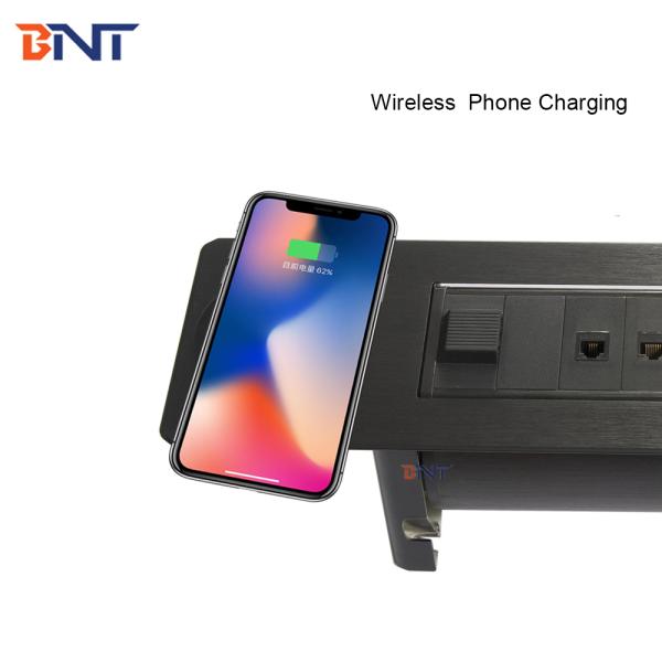 Multifunction office electrical accessory AU power tabletop electric flip socket with wireless charger