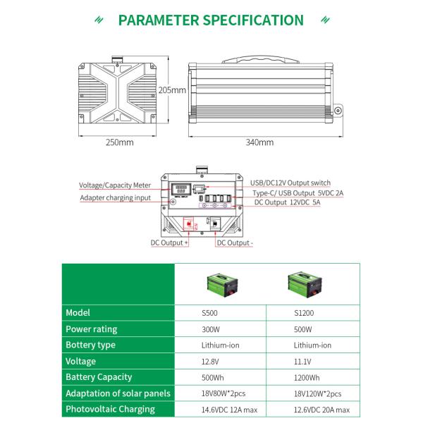Outdoor Portable Solar Power Station Generator 500Wh High Power Emergency Power Supply