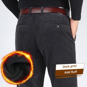 Quality Autumn and Winter Casual Pants Plus Fleece Warm Winter Corduroy Thickened Loose Men Trousers for sale