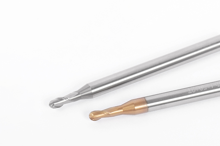 Tungsten Carbide Ball End Mill with 55-Degree Deep Groove and nACo4 Coating for CNC Machining