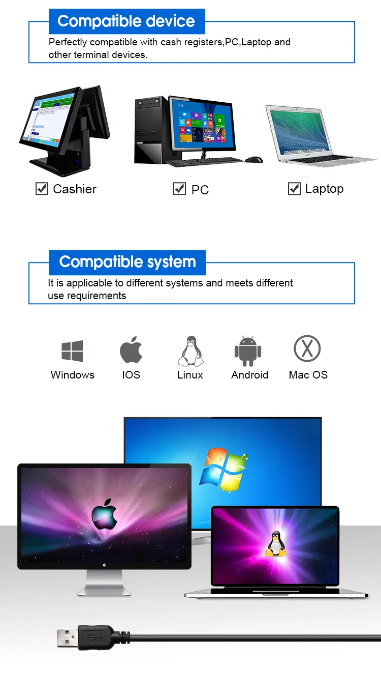 1d Handheld Wired Barcode Scanner CCD Bar Code Reader with USB Cable Supermarket