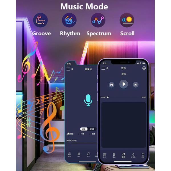 Smart Addressable Rgb Light String With Music/Timing/Bluetooth Functions For Christmas Decoration