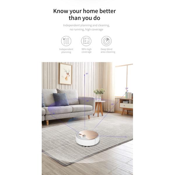 EMC 1600pa Smart Sweeping Robot Intelligent Vacuum Cleaner White