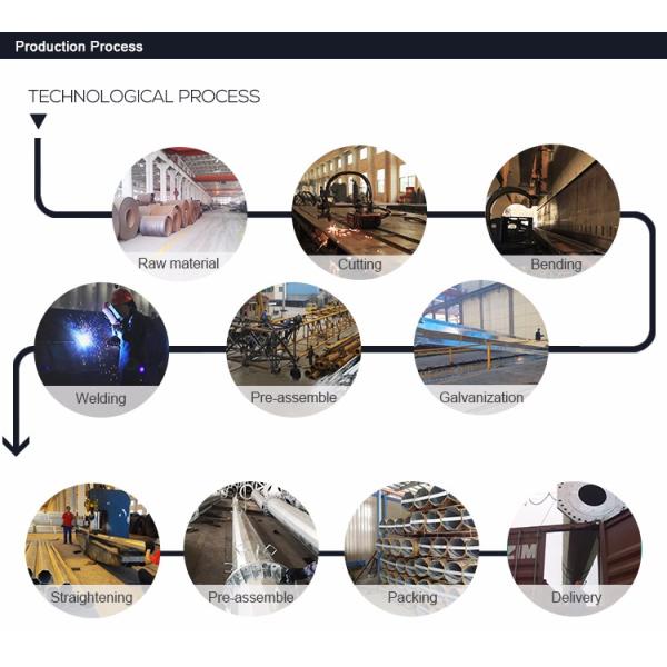 40FT Height Octagonal Steel Utility Electrical Power Pole Galvanized