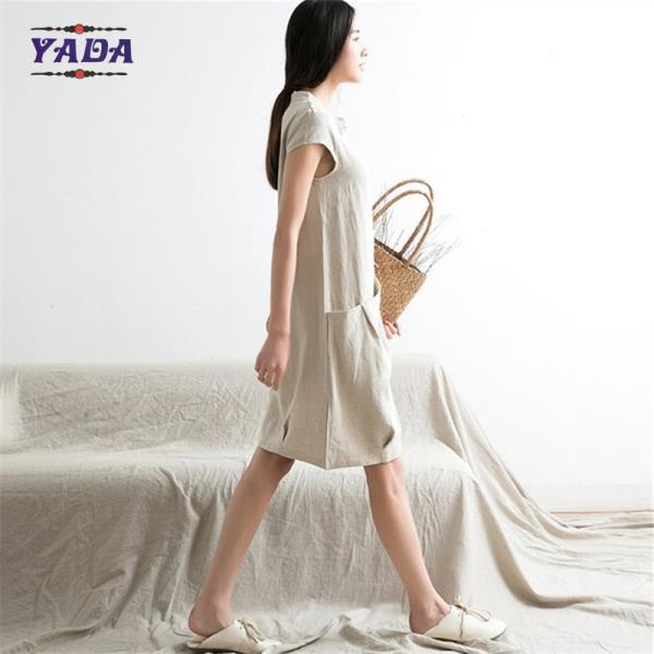 Plus size vestidos casuales linen elegant lady women autumn dress ladies ready made dresses with good quality