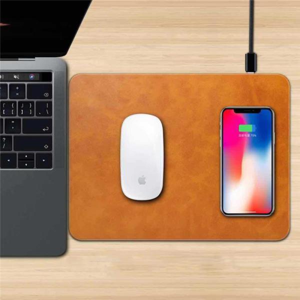 2018 New product pu fast charging wireless charger mouse pad universal qi wireless charger for iphone X