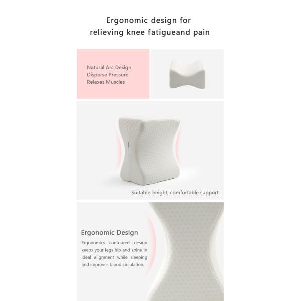 White Contour Side Sleepers Memory Foam Knee Wedge Pillow