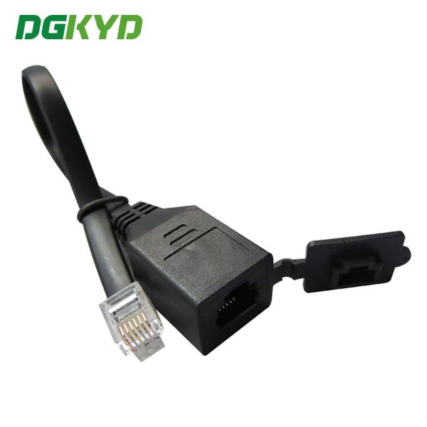 Buy Customized 6p6c / 8p8c Female Socket To Phone Plug Ethernet Patch Cable With Dust Cap at wholesale prices