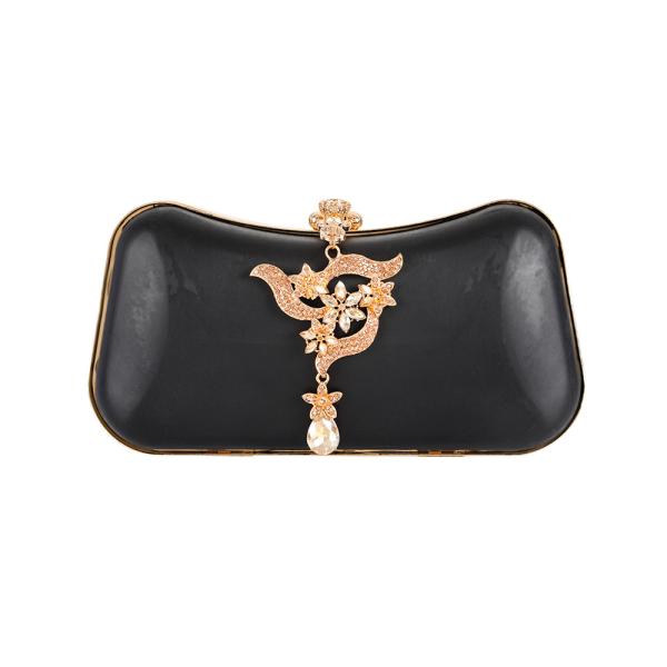 Champagne Stone Delicate Box Clutch Frames Wallet Metal Frame