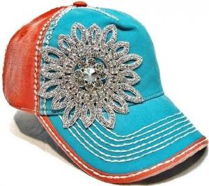Charming Sparkle Cotton Unisex Baseball Caps With Floral Rhinestones Crystal