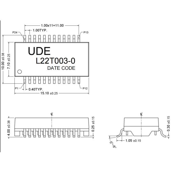 L22T003-0 1000 Base - T Ethernet Transformer UDE Single Port SMD LAN Filter