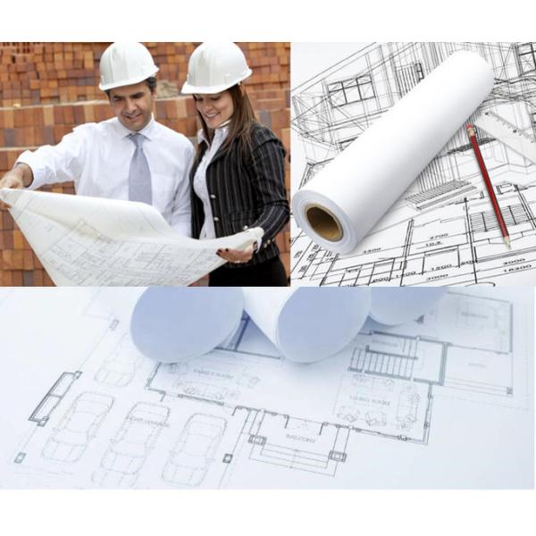 80g 60inch Printable White CAD Plotter Architectural Drawing Paper Roll