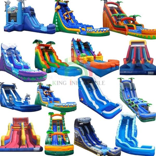 Buy Customized Inflatable Slides Inflatable Water Slide wet Dry Slide With Swimming Pool at wholesale prices