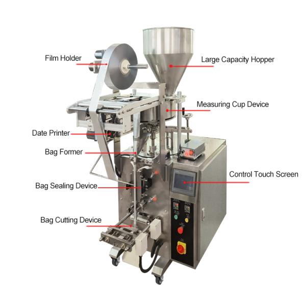 320mm Vertical Form Fill Seal Packaging Machines 50g Sugar Stick
