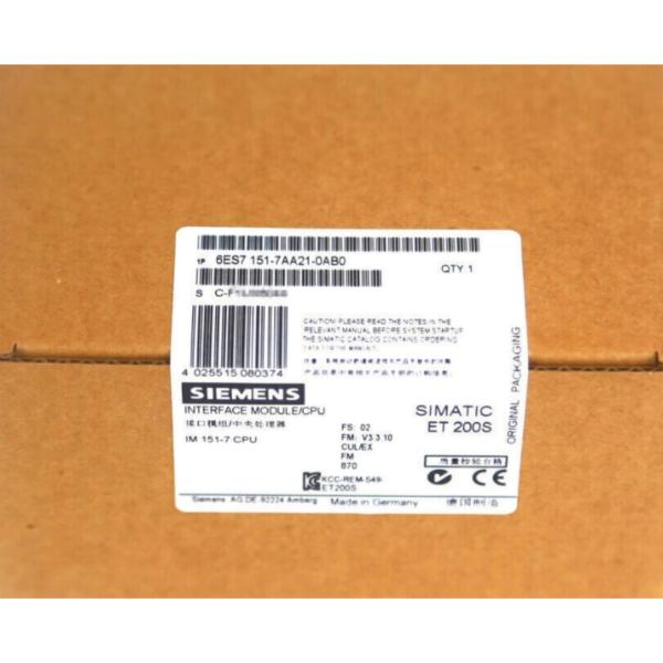 Buy SIEMENS 6ES7151-7AA21-0AB0 SIMATIC DP, IM151-7 CPU FOR ET200S, 128 KB WORK MEMORY WITH INTEGRATED PROFIBUS DP INTERFACE (9-POLE D-SUB SOCKET) AS DP SLAVE, WITHOUT BATTERY SIMATIC MMC REQUIRED at wholesale prices