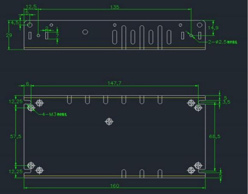 Power supply RC300 forced air cooling designed for taxi screen applications