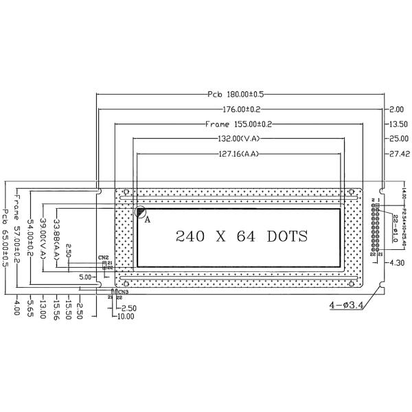240×64 Dots Monochrome Graphic LCD Display 200cd/m2 Durable Construction Lcd Screen