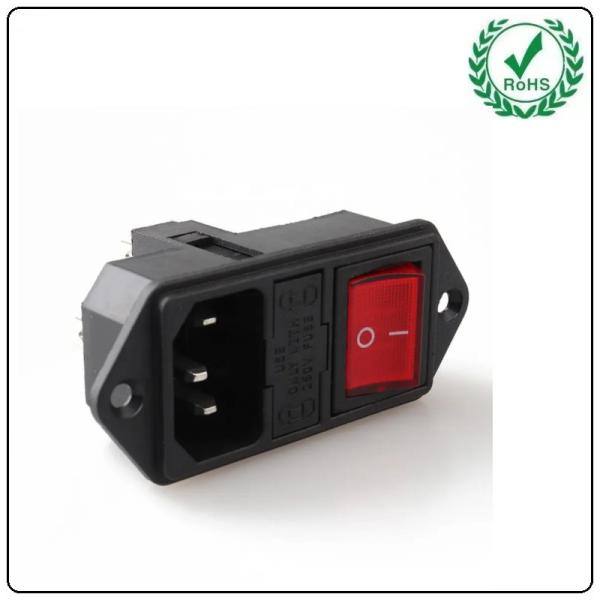 Buy AC Power Connector Inlet Socket LZ-14-F14 C14 10A 250V 3 Pin Plug Toggle Switch Wiring SDK at wholesale prices