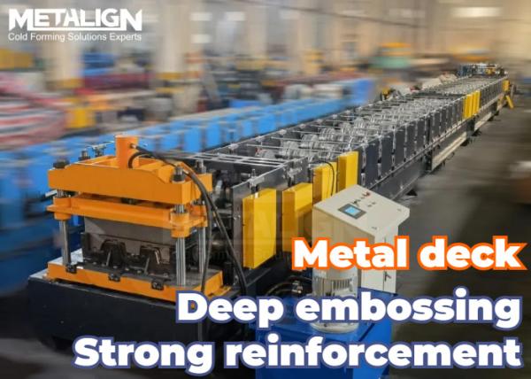 Buy Adjustable Metal Deck Roll Forming Machine With Embossing And Waste Edge Collection at wholesale prices
