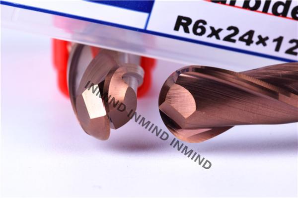 Buy HRC55 TiSiN Coating Milling Machine Cutting Tools , Metric Ball End Milling Machine Tool Bits at wholesale prices