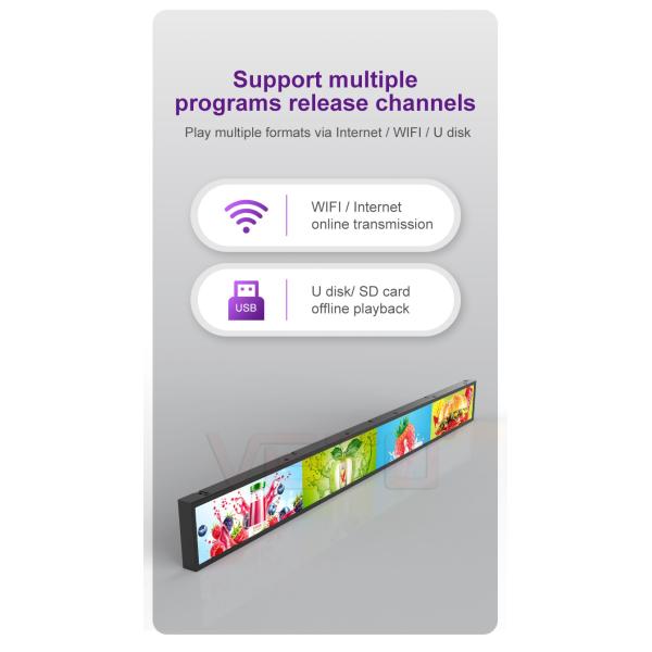 VETO Indoor Advertising Media Player Strip Ultra Wide Shelf Screen Stretch Bar Lcd Display