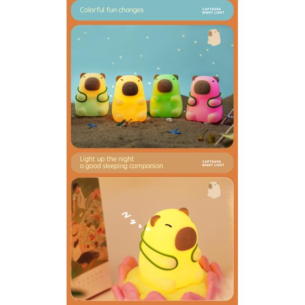 Rechargeable Lovely Design Soft Silicone Capybara Night Light For Child's Bedroom