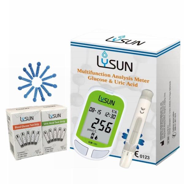 01 Lysun Brand Electrochemistry Method 2 in 1 Glucose& UA Multifunction Analysis Meter