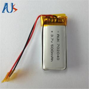 China Safety Small LiPo Battery 3.7V 500mAh Lithium LiPo Cell 702040 on sale