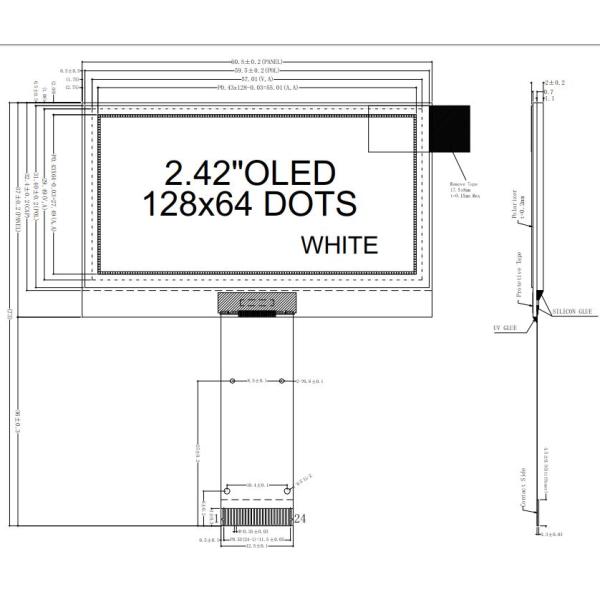 2.42 Inch OLED Display Module SSD1309ZC 24 Pin IIC 128*64 Dots