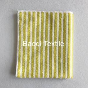 Quality Yellow color size 40*40cm microfiber 1cm stripe towel polyester plain cleaning towel microfiber dish towels for kitchen for sale