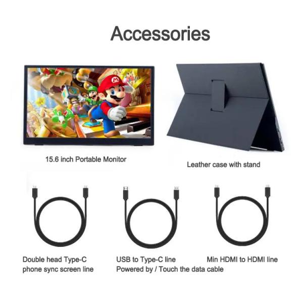 Ultra Thin Gaming Portable Touch Screen Monitor FHD USB Type C for Smart Phone IPS Panel