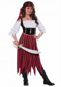 China Pirate Body Shaper Teen Girl Halloween Costumes In White Black Red on sale