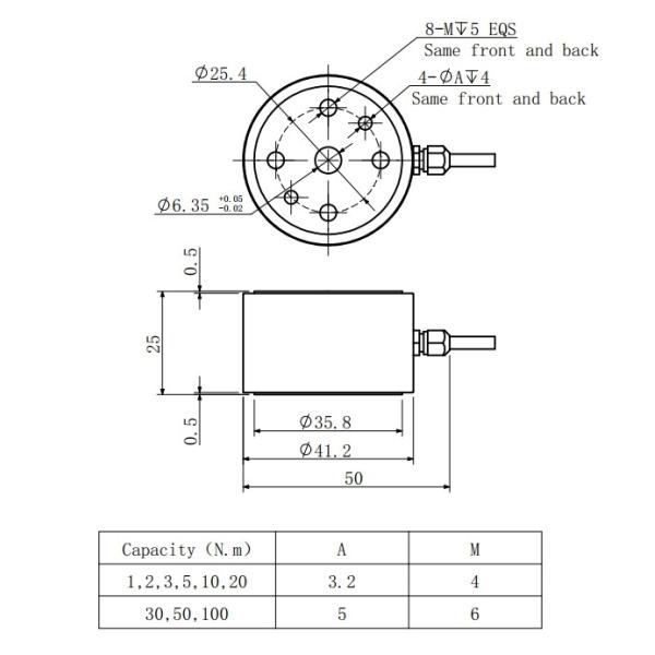 Aluminum Force Torque Sensor Stainless Steel 0.2% Static Torque Transducer