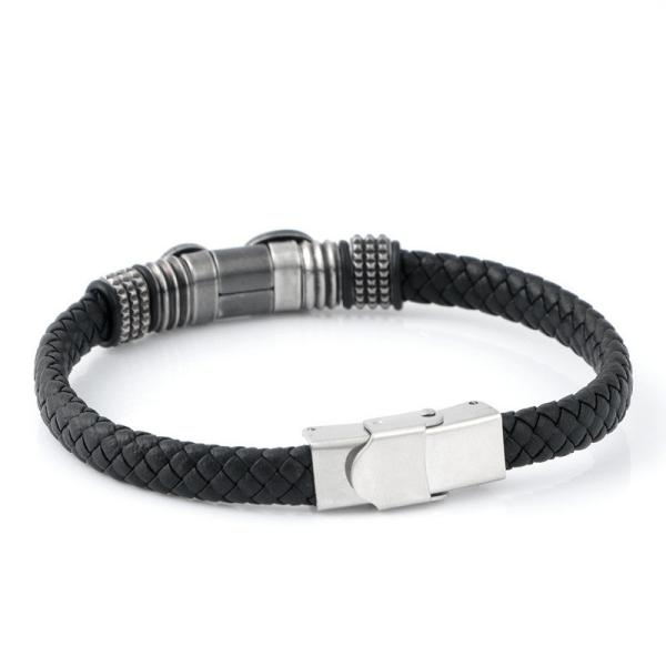 Knitted leather men's magnetic buckle bracelet, trendy boat anchor design, versatile men's bracelet