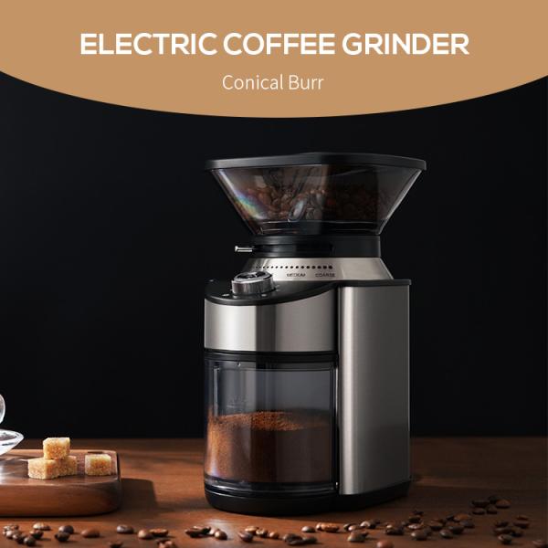 200W Espresso Burr Coffee Grinder With Blue LED Light and Safety Lock